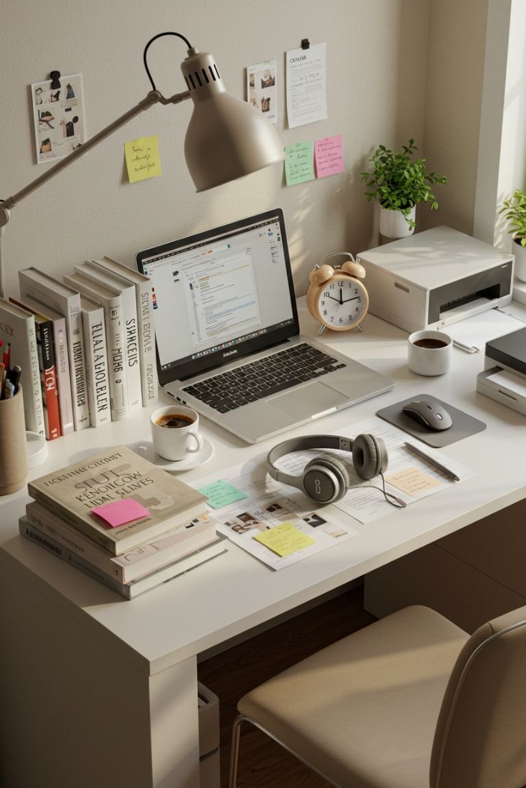 Mesa de estudos organizada