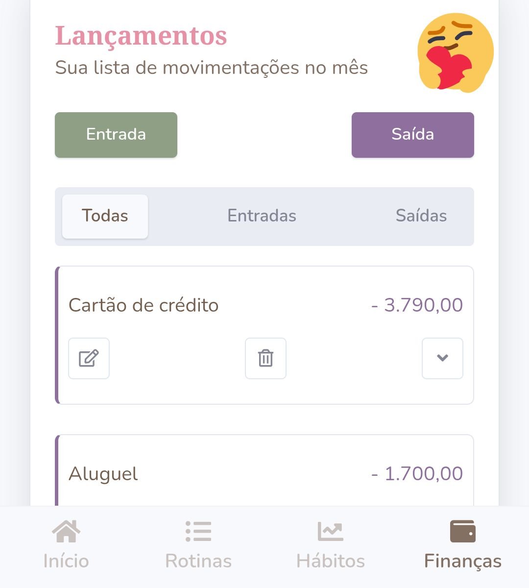 planner com controle de gastos